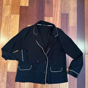 Zara | Women’s black classic double breasted blouse top size large